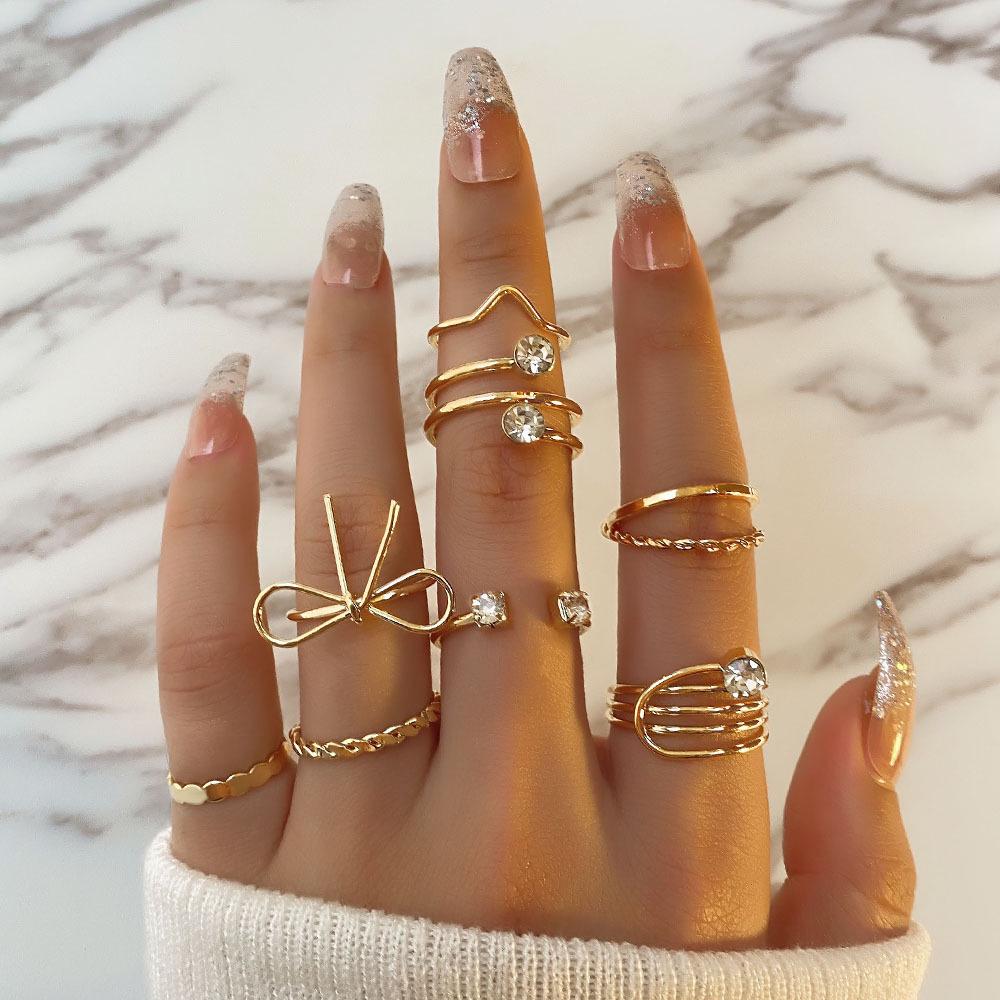 Mushan Women's Multi-Joint 22-Piece Heart & Butterfly Ring Set