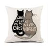 European Linen Cat Print Sofa Pillow Cover