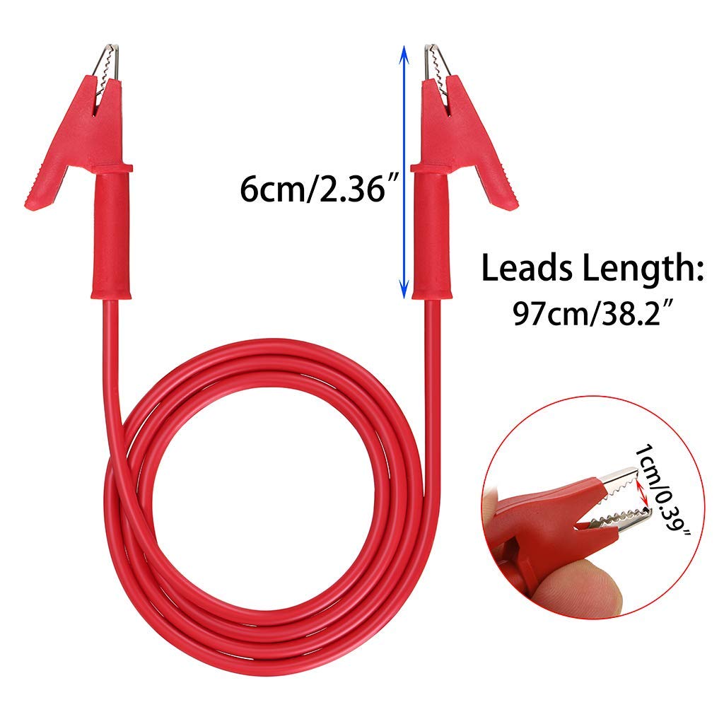 Kiligen Krokodilklemme Elektrische Messleitung 15A Jumperkabel Schwer Premium PVC Silikonkabel für Elektrische Prüfung und Laborgebrauch mit Schutz