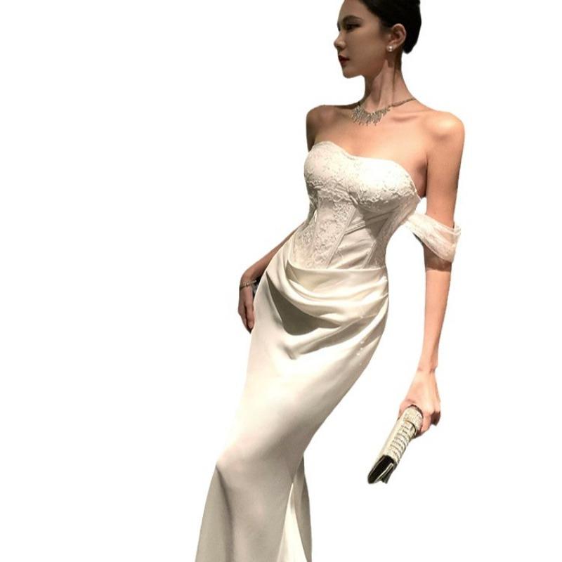 Annual Meeting Birthday Dress Tube Top Dress Women's Spring and Summer Pure Desire Fishtail Long Dress Slim Waist Hip Skirt