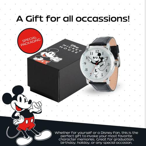 Disney Men's W001862 Mickey Mouse Analog Display Analog Quartz Black Watch