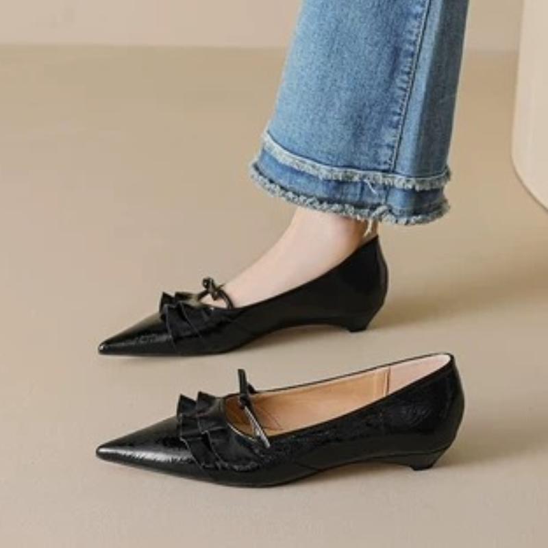 Bow Pointed Toe Women Flats Shoes Summer Shallow Cozy Shoes Dress Elegant Woman Sandals 2025 Trend Brand Female Zapatos