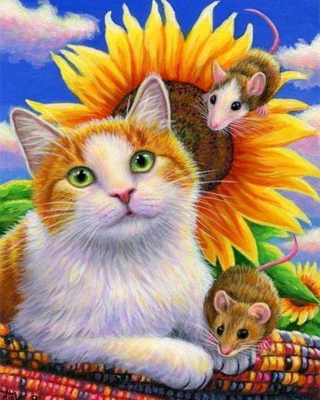 Diamond Painting Full Flower Tree Cat 5D DIY Diamond Embroidery Full Set Sale Animal Cross Stitch Rhinestones Mosaic Handicraft