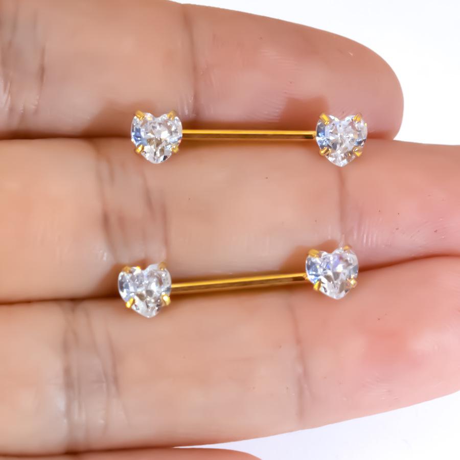 F136 Titanium Alloy 4-Prong Peach Heart Nipple Ring with Internal Thread Piercing Jewelry