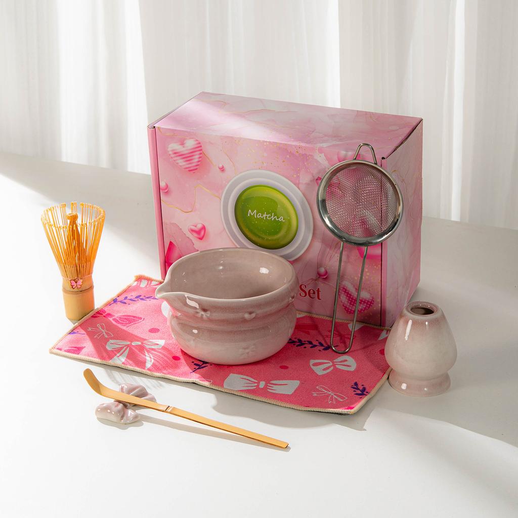 Japanese Matcha Set With Bow Pattern, Matcha Whisking Tools, Tea Set Accessories, Multiple Styles Available, Gift