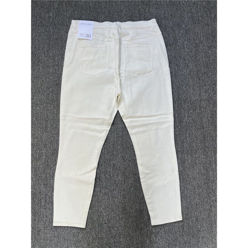 Trade, European and American Style, Plus Size, Suitable for Spring, Autumn, and Winter, Moderately Stretchy, Denim White, Plus-Size Women's Long Pants