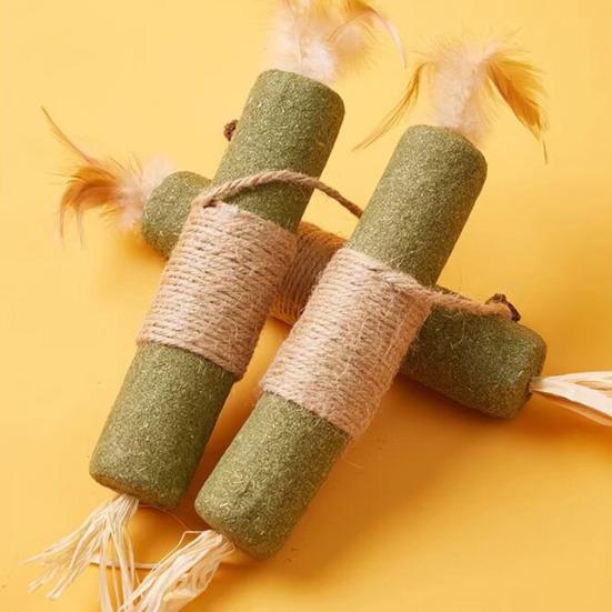 Cat Catnip Chew Stick Toy with Jute Rope Bite Resistant Cat Feather Teething Toy Pet Teeth Cleaning Interactive Boredom