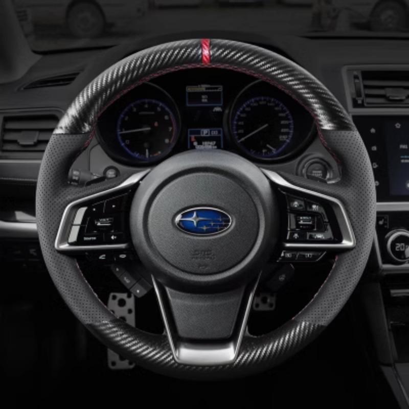 Handgenähte Sport-Lenkradabdeckung aus Kohlefaser für Subaru Forester Ascent Crosstrek Legacy Outback Impreza -2024