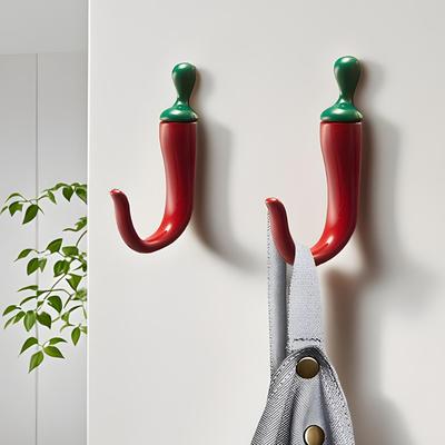 Chili Pepper-Shaped Wall Hooks for Coats Hats Towels Easy Wall-Mounted Installatio Entryway Organizer for Bedroom Closet