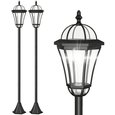 2 Stück 1,3 m Garten-Solarleuchte Solarbetriebene LED-Laterne Terrasse Weg Gehweg Außen Wasserfest Automatischer Schalter 6 Stunden Schwarz