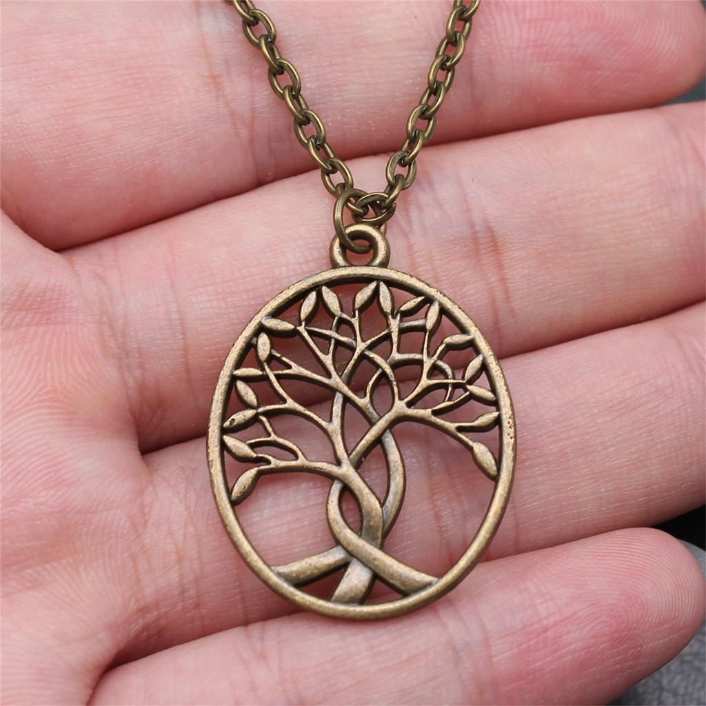 Tree of Life Floral Mandala Pendant Antique Bronze Metal Bridesmaid Choker Necklace Trendy Gift