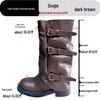 Women's Genuine Leather Black Wrinkled Over-the-Knee Knight Boots with 9cm Inner Height - 2025 New Style.