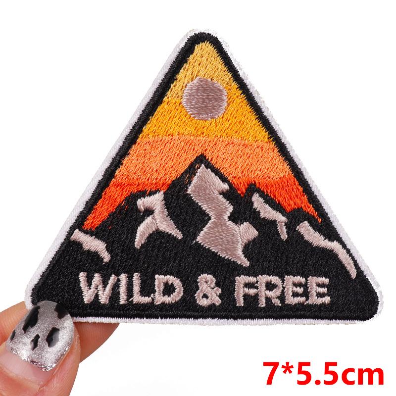 HOT MAM SUMMER Patch Outdoor Scenery Embroidered Patches For Clothes Iron On Patches For Clothing Backpack Embroidery Badges DIY