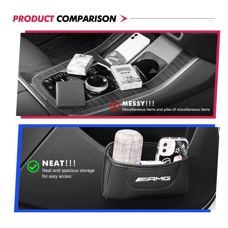 Leather Car Door Storage Box Phone Card Pouch Hanging Organizer For Mercedes Benz AMG W204 W205 W203 W211 W201 W210 W108 W124