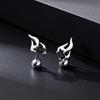 Vintage Flame Stud Earrings for Men, Trendy Black Cubic Zirconia Hypoallergenic Stainless Steel Earrings, Punk Hip Hop Jewelry