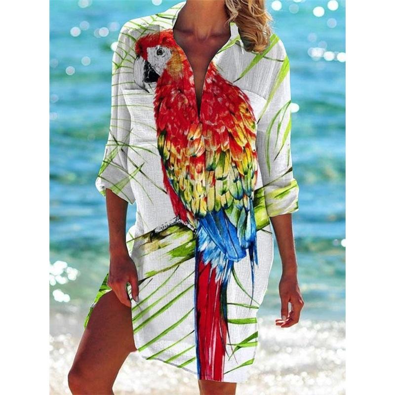 Women's Bikini Cover Up Shirt Swimwear Cardigan Printed Vacation Beach Sexy And Stylish Beachwear Ideal For Summer Pool And Beach Activities