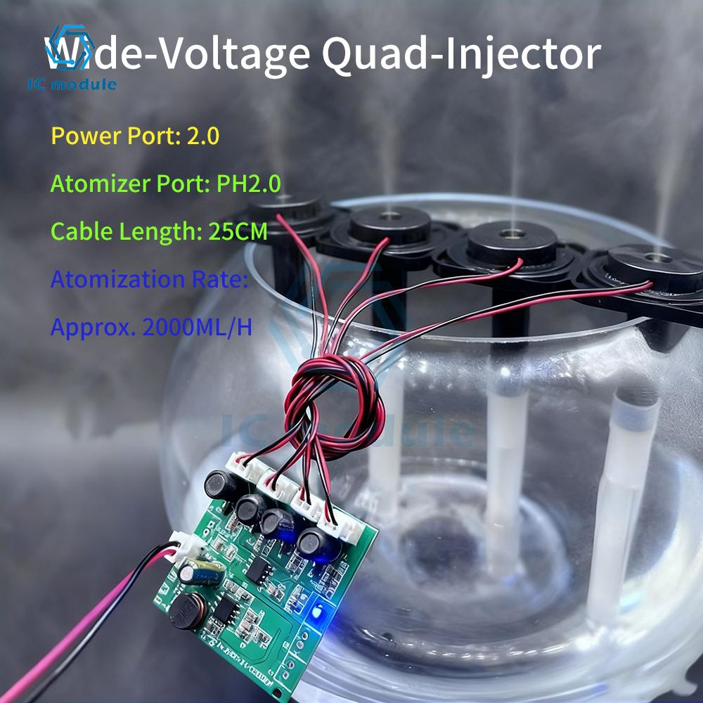Mini Humidifier DIY Kits Mist Maker and Driver Circuit Board DC6-24V Four Spray Spray Humidifier Module Atomization Module