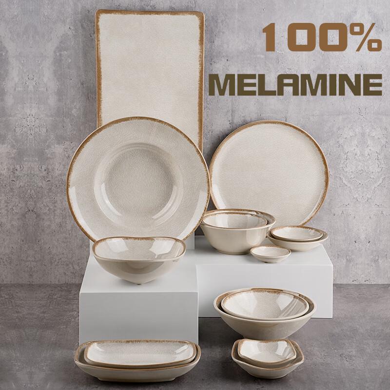 Beige Eis Muster Melamin tiefer runder Teller