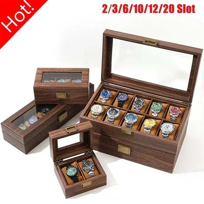 Neuer Stil 2/3/6/10/12/20-Bit Retro Imitation Holzmaserung Leder Uhrenbox Kreative Geschenkbox Für Uhren- und Schmuckaufbewahrungskoffer