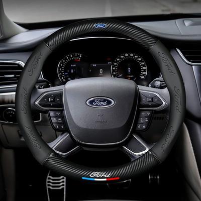 NEW Ford Car Steering Wheel Cover Carbon Fiber Leather Three-dimensional Anti Slip For Ford Focus 3 4 MK3 Kuga Escape Mustang E Qw99