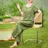 Women's Summer Printed 2-Piece Outfit, Plus Size Casual Short Sleeve Top & Pants Set (XL-5XL)