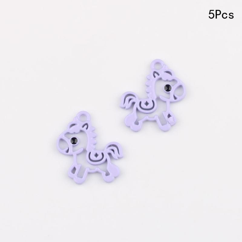 5 Pièces Pendentif Cheval Coloré Creux Charms Minimalistes Alliage Poney Fabrication de Bijoux Boucles d'Oreilles Bracelet Collier Accessoires DIY