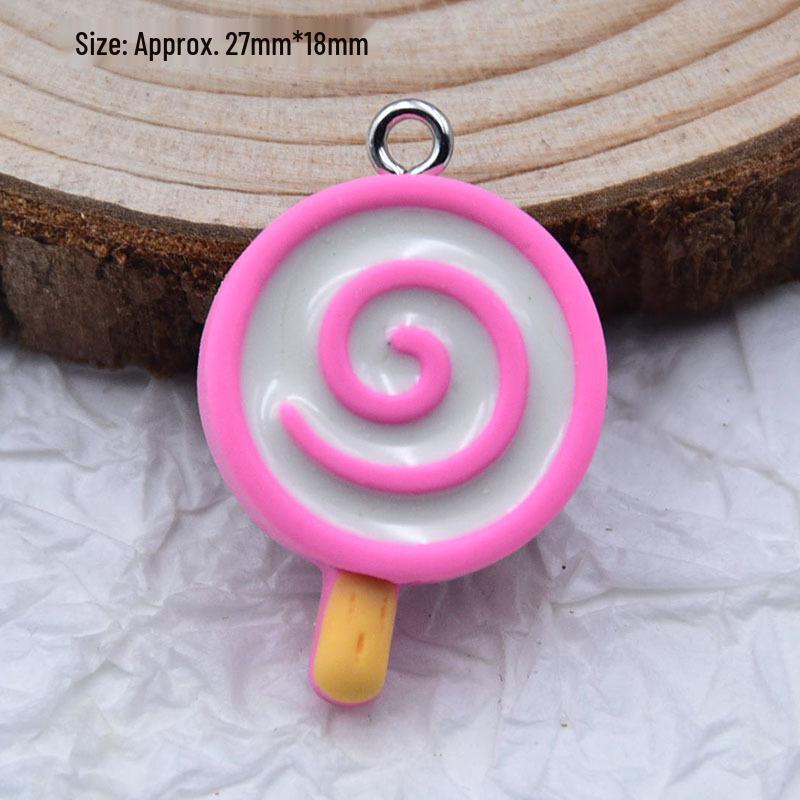 Colorful Resin Drip Cartoon Bear Ice Cream Pendant - Cute Fruit Jewelry Accessory for DIY
