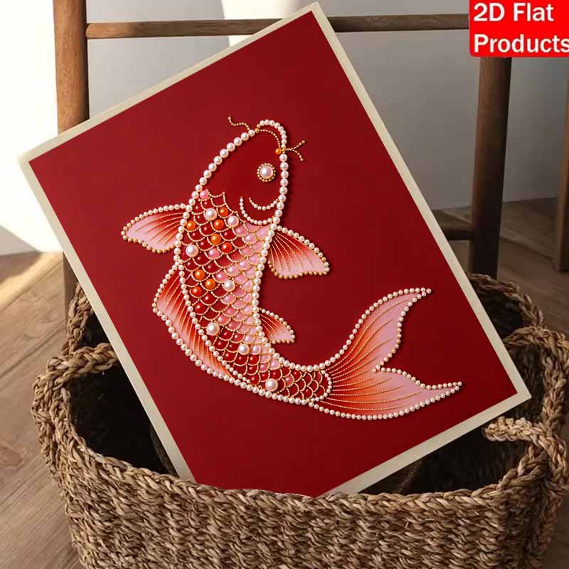 5D DIY Pearl Diamond Painting Kit Koi Fish Full Drill Embroidery Mosaic Art Home Wall Decor Gift