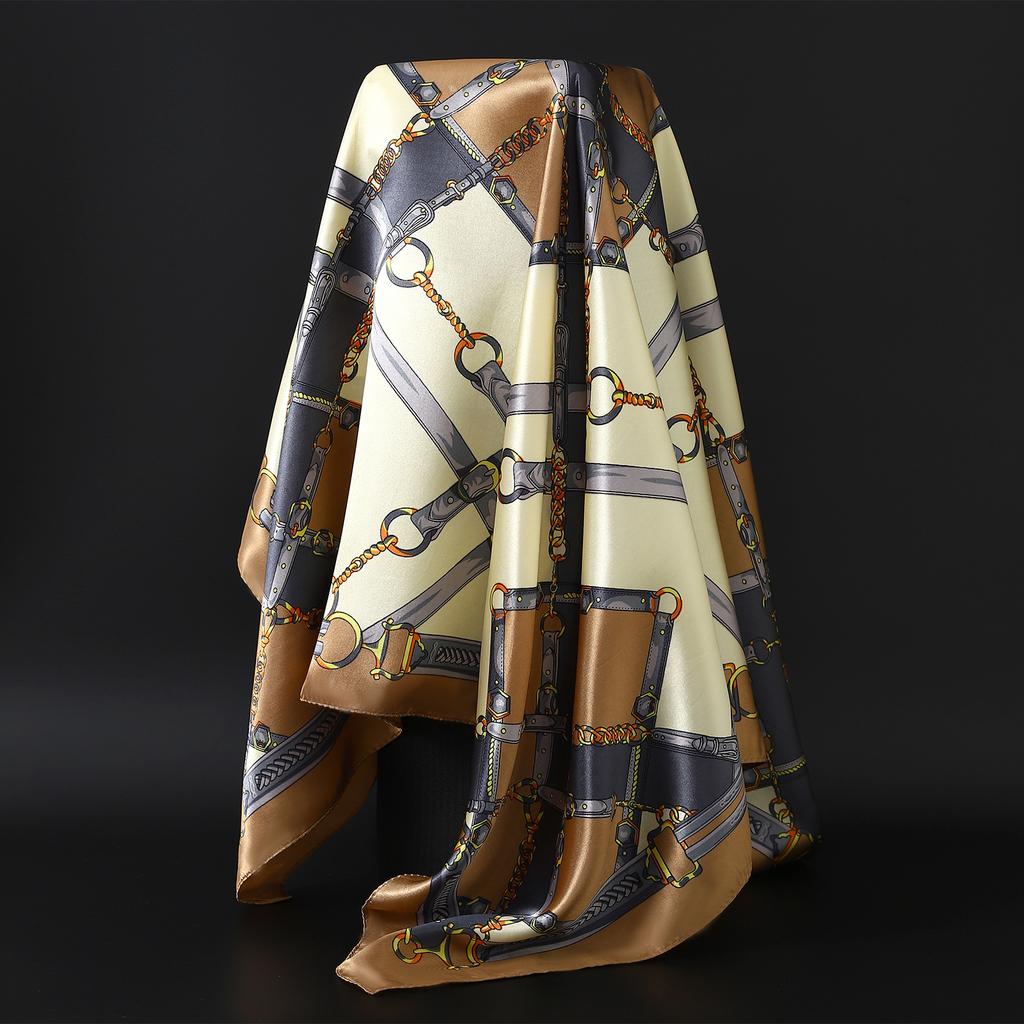Silk Scarves Women Luxury Brand Summer Fashion Designer Head/Hair Scarf 90*90cm Hijab Bandana Cheveux Foulard Femme 90X90CM