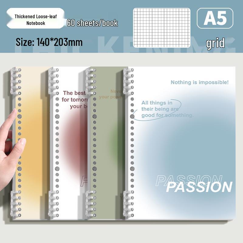 Fresh Color A5 Loose-Leaf Notebook: Horizontal Lines, Removable Pages, Premium Quality, No Hand-Scratching, Ideal for Students.