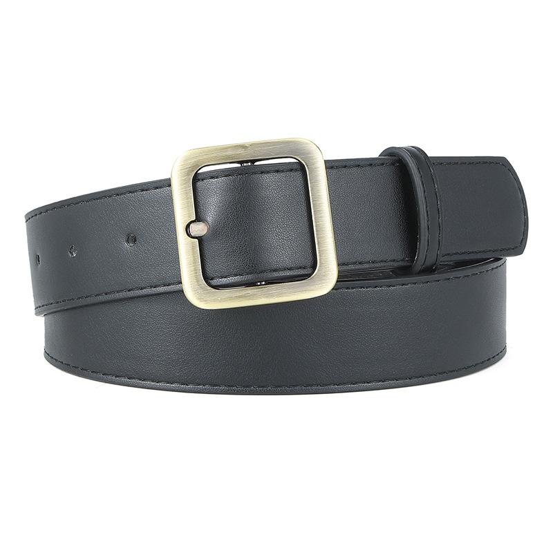 Square Pin Buckle Retro Belt 3.3 Wide Belt Cic Jeans Belt Student Pu Belt