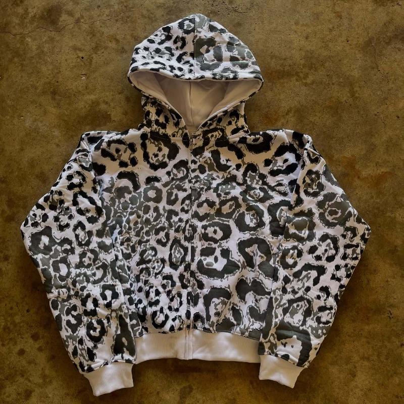 European and American autumn and winter loose casual hip-hop hooded cardigan top S