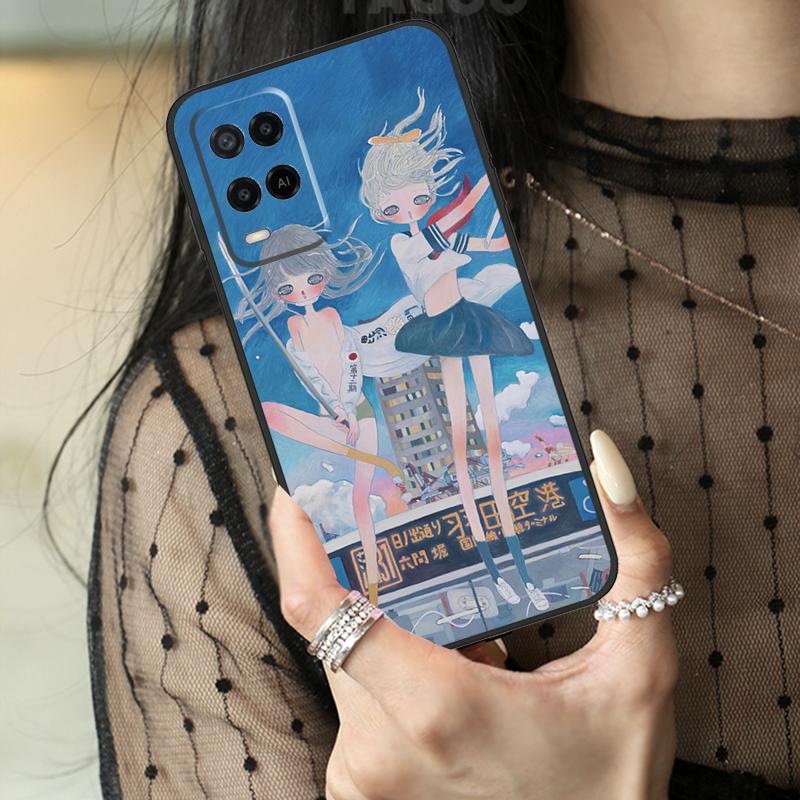 Cartoon Aesthetic Aya Takano Case For Oppo A80 A60 A40 A17 A57 A77 A74 A54 A94 A78 A98 A18 A38 A58 A96 A76 A16 A15 A5 Pro