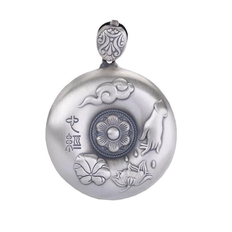 Copper Crystal Om Mani Padme Hum Heart Sutra Pendant With Chain Unisex Necklace Ethnic Style