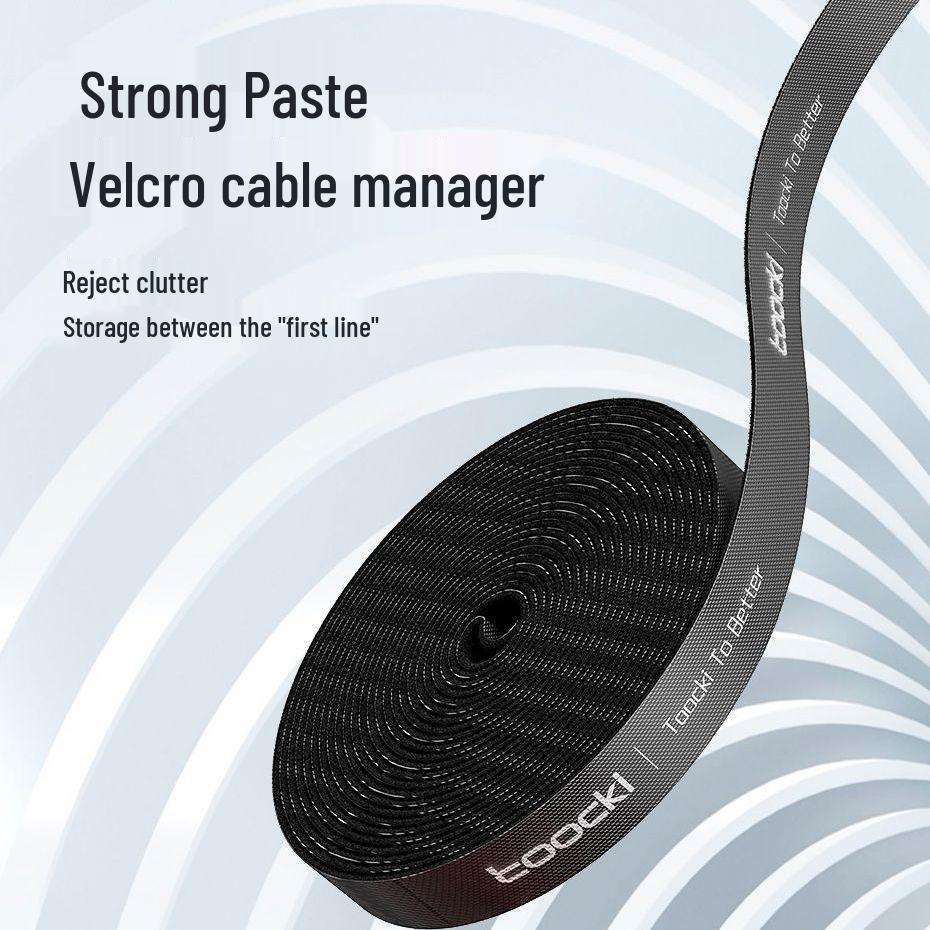 Hook & Loop Self-Adhesive Cable Organizer - Wall-Mounted Cord & Wire Ties