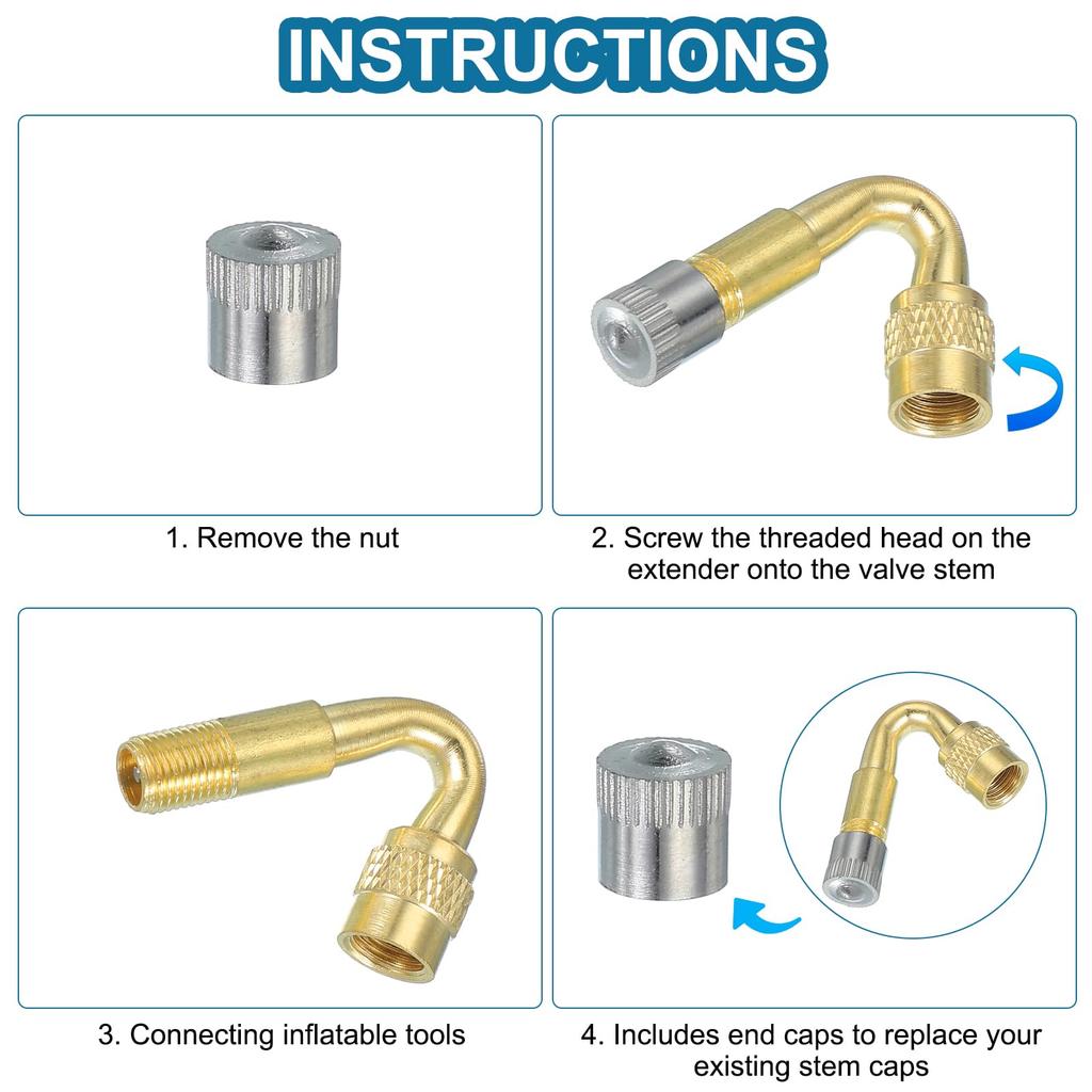 PATIKIL 45 Degree Valve Stem Extension, 4 Pieces Universal Tire