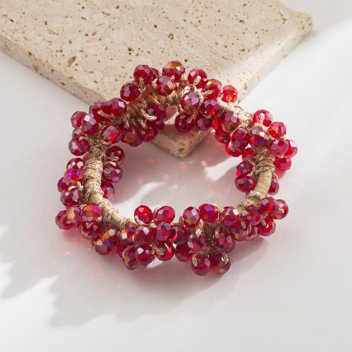 

Нишевый дизайн, хрустальная резинка для волос с бусинами, универсальный минималистичный стиль, геометрический пучок, ретро, элегантная веревка для волос красный