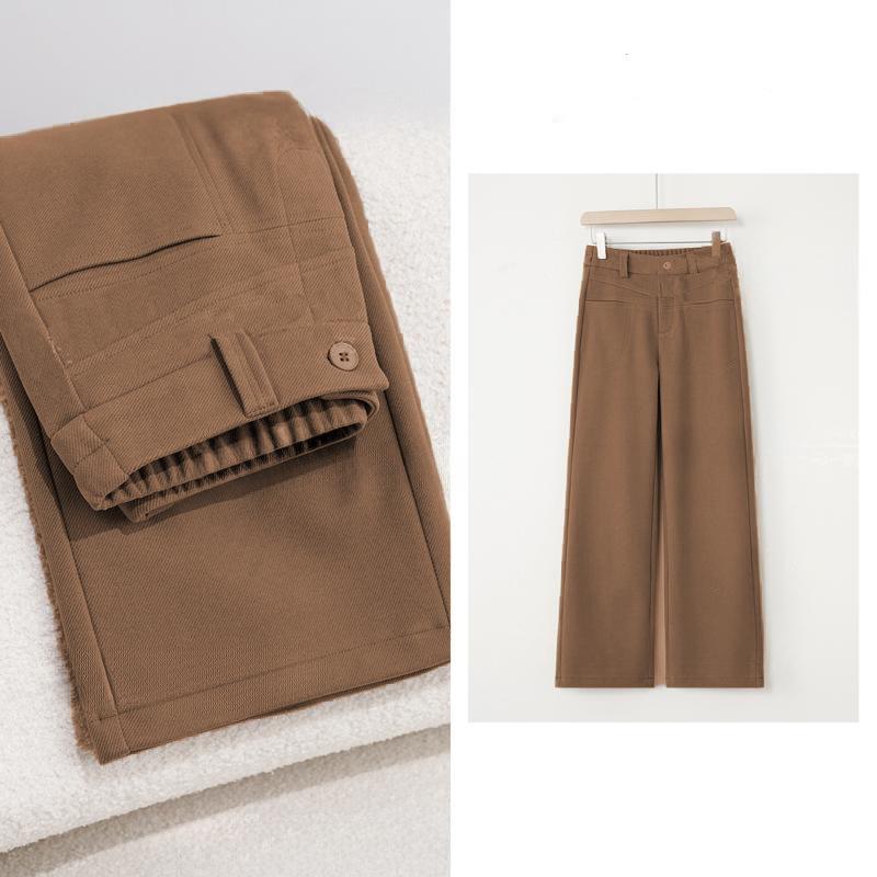 Luxuriöse High Fashion Kaschmirseide High-Waist Schlankmachende Schmale Gerade Bein Hose für Herbst & Winter