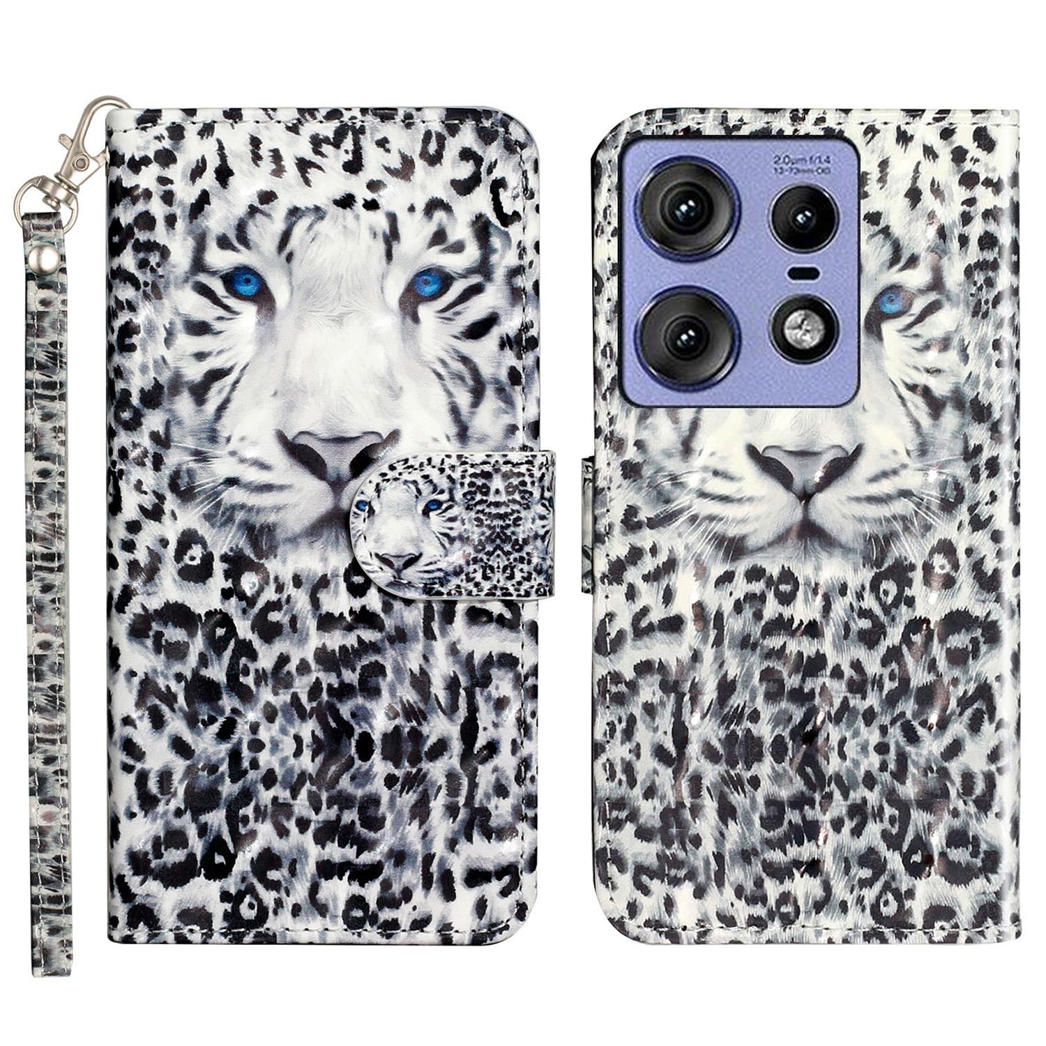 

For Motorola Edge 50 Pro 5G Case 3D Pattern Printed Phone Leather Phone Cover Leopard