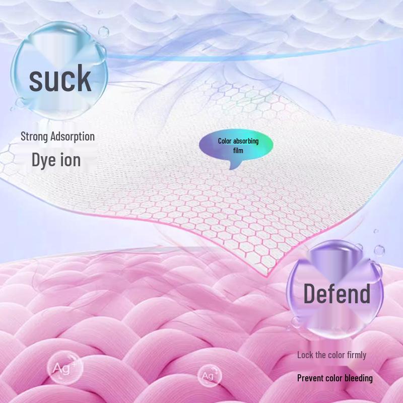 Color Catcher Sheets: Prevent Color Bleeding, Safe Mixed Washing, Anti-Dye Laundry Care.