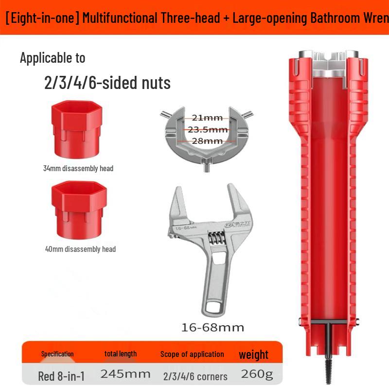 Multi-Use 8-in-1 Wrench for Aquarium & Bathroom Faucet Installation
