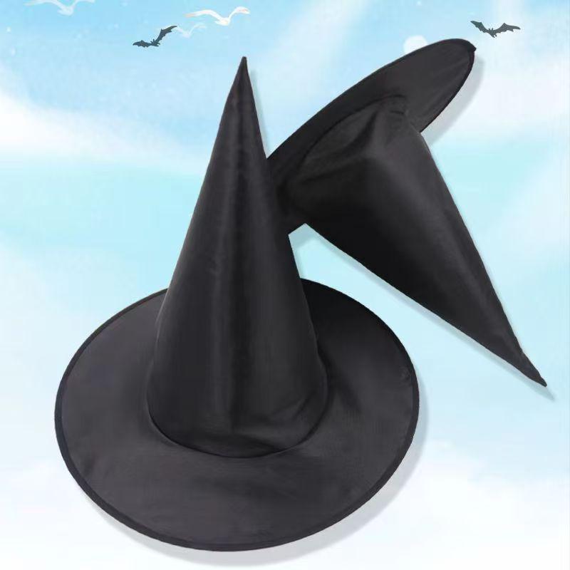 Black Witch Hat - Halloween Wizard Headwear for Masquerade Parties