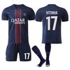 2024-25 PSG Home Soccer Jersey 17 Vitinha Kids Youth Fan Version Sports Uniform