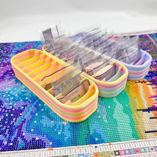 Rhinestone Art Organizer with 10 Compartments 3D Printed Rhinestone Zip Bag Dotting Pen Storage Tray Rhinestone Art Craft Accessories