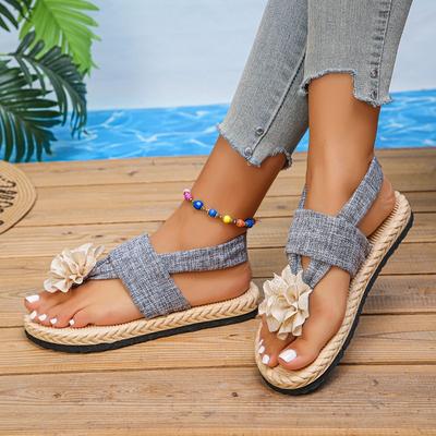 Damen Hausschuhe Mode Lässige Hausschuhe Urlaub Feiertag Geflochtenes Blumenmuster Sandalen Strandschuhe für Damen
