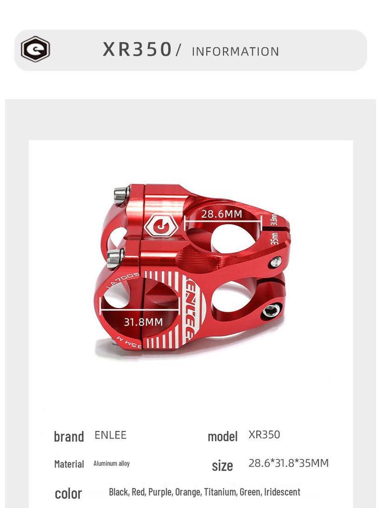 ENLEE Mountainbike Aluminium Riser Vorbau 28.6x31.8x35mm