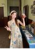 Ink painting vest dress niche design sense spring and summer new retro literary temperament new national style long dress