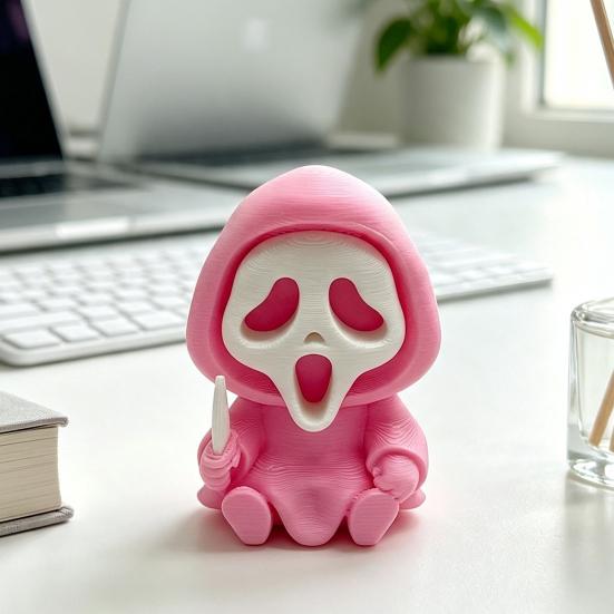 Compact Skull Model for Collection Halloween Ghost Statue, Cartoon Skeleton Sculpture, 3D Printed Textures Novelty Gift Horror Fans Ornament