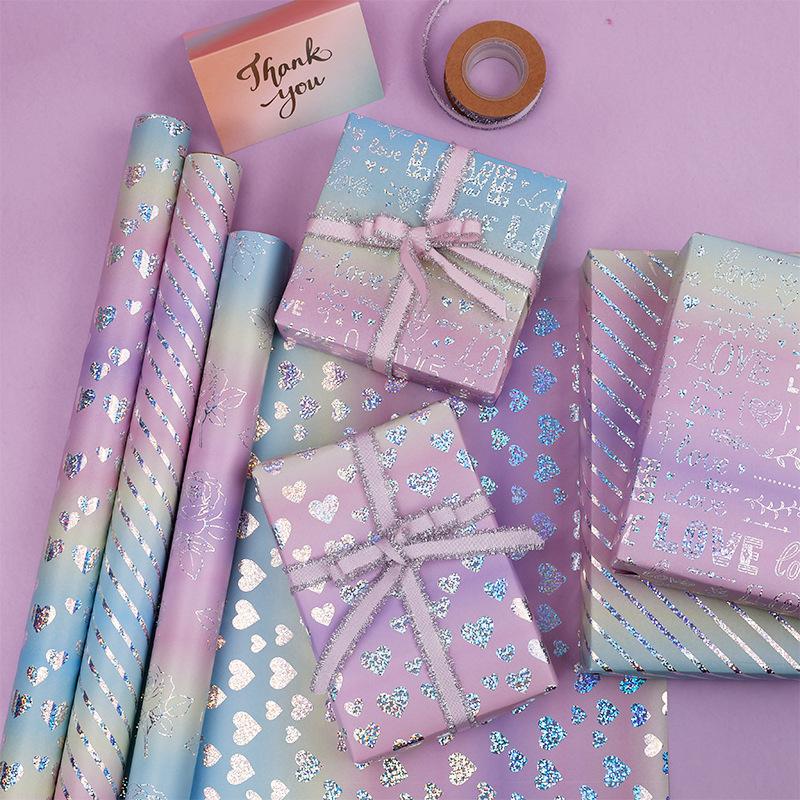 Wrapping Paper Iridescent Iridescent Gift Wrap Roll Confetti Gift Wrap Rainbow Holographic Birthday Wrapping Paper For Girls