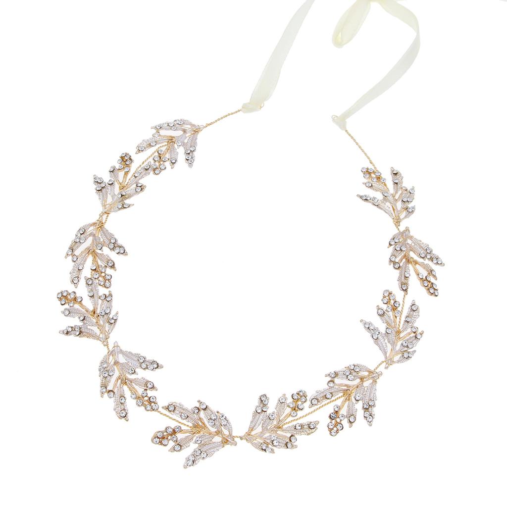 Mailang Hair Band European and American Rhinestone Headband Golden Leaf Wedding Dress Accessories Bridal Headdress